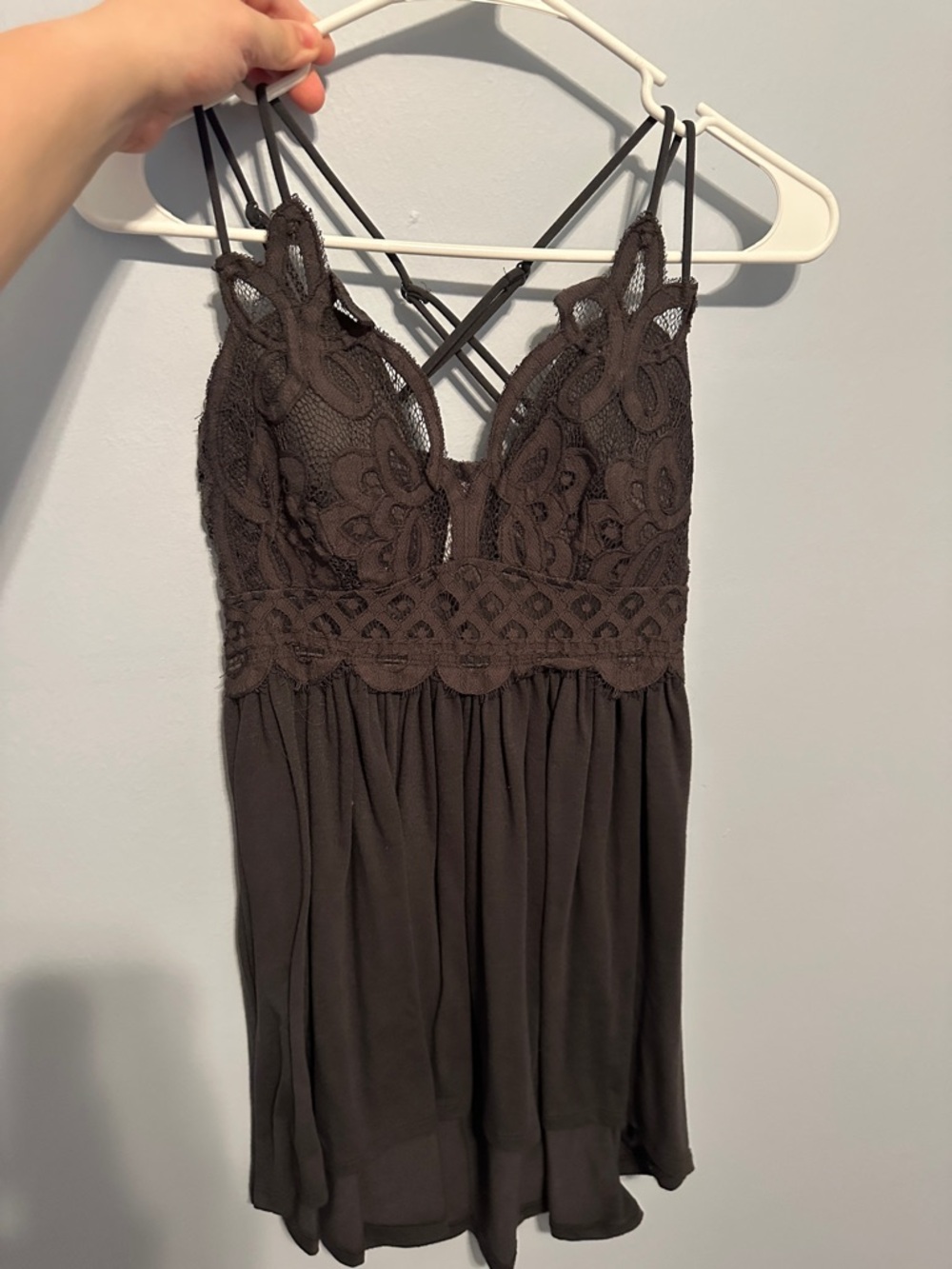 Lace-Trim Grey Padded Top